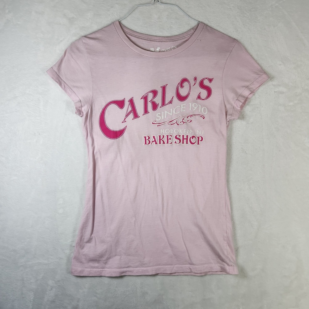 Carlos Bake Shop T Shirt Hoboken NJ‎ Since 1910 Graphic Pink Womens